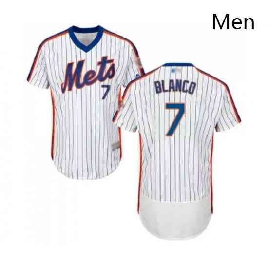 Mens New York Mets 7 Gregor Blanco White Alternate Flex Base Authentic Collection Baseball Jersey